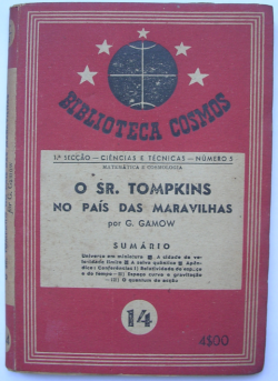 Capa do "O Sr. Tompkins no País das Maravilhas", G. Gamow, Biblioteca Cosmos